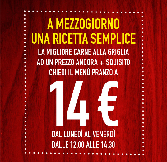 Menu pranzo a 14 euro da Roadhouse Grill!
